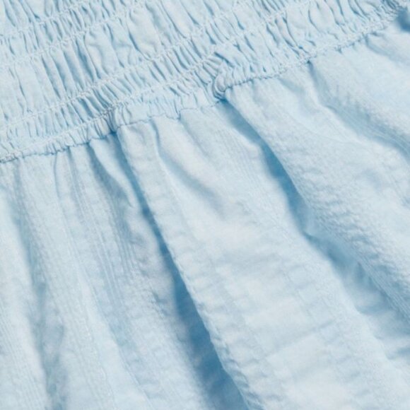 NEW Ganni Size 38 (US 6) Women's Seersucker Smocked Maxi Dress - Ice Water - Picture 6 of 6